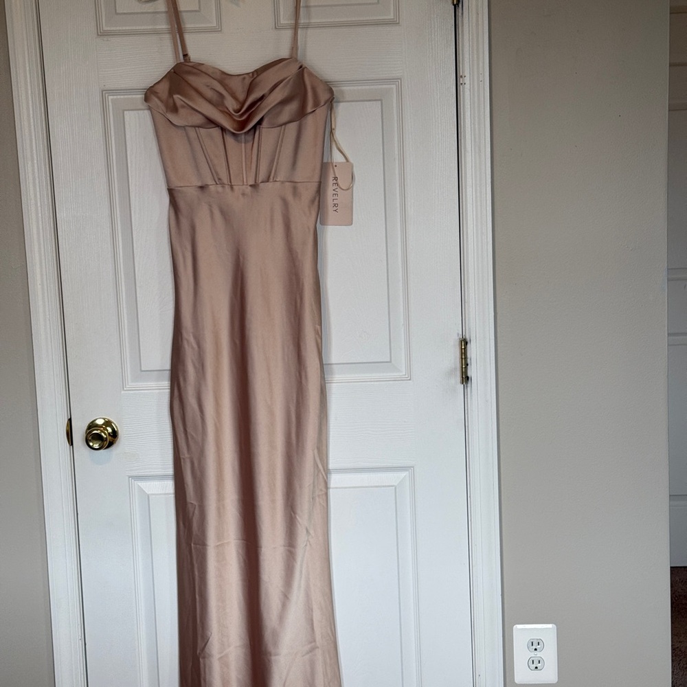 Elegant Gold Champagne Revelry Gown